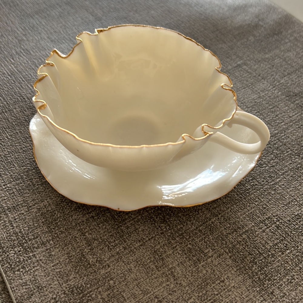 Unique ceramic coffee cup and saucer